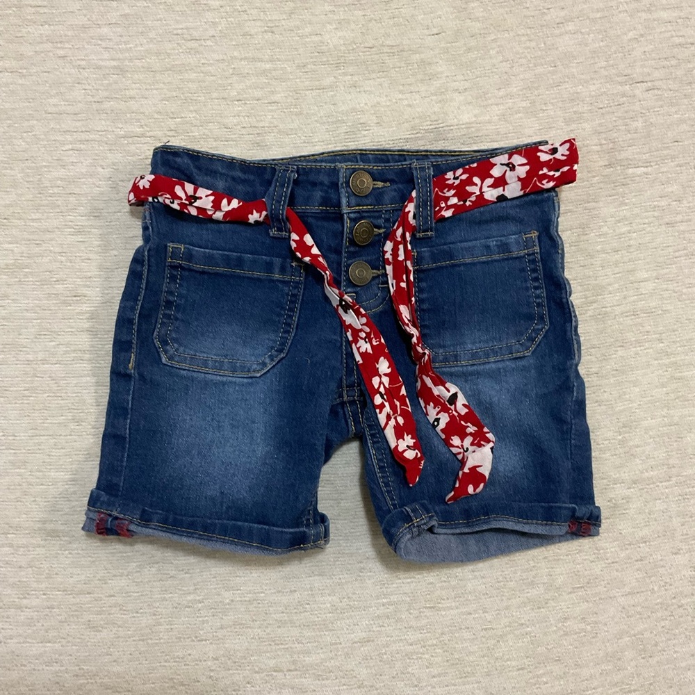 Girls Denim Shorts with Red belt